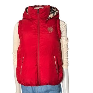 OAKS Red Puffer Vest ~ Burberry Inspired Plaid ~ Ladies XXS Puffer Vest